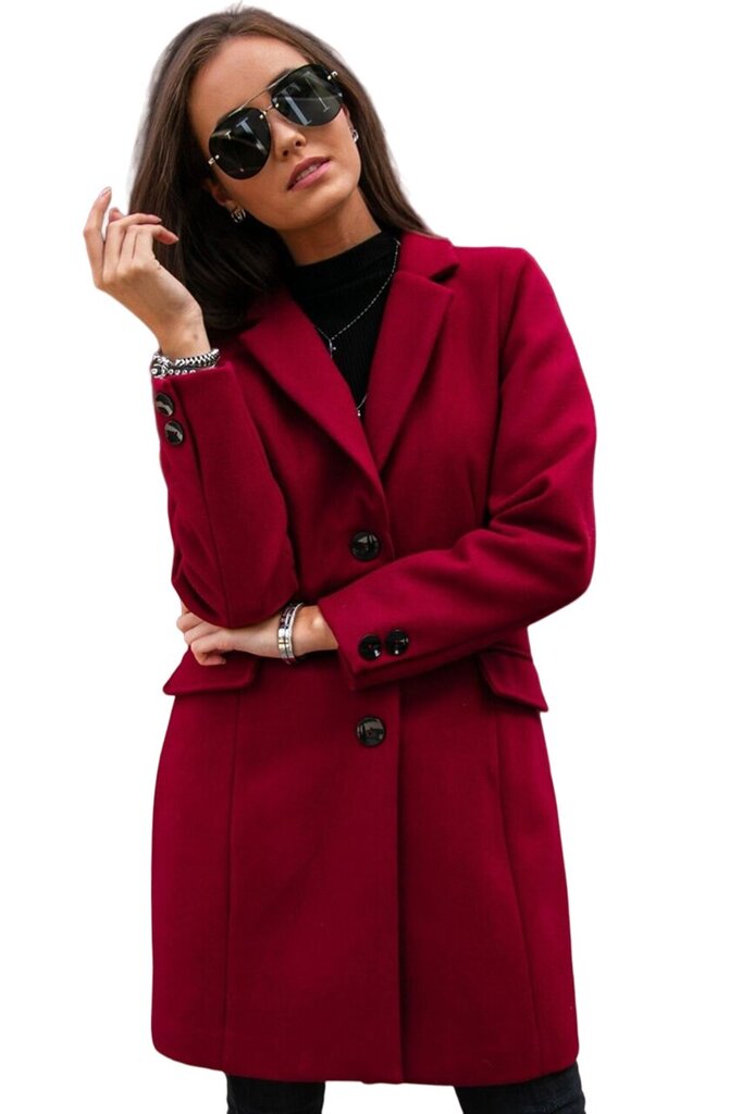 Paltas moterims Roco Fashion Lkk184490.1266, raudonas kaina ir informacija | Paltai moterims | pigu.lt
