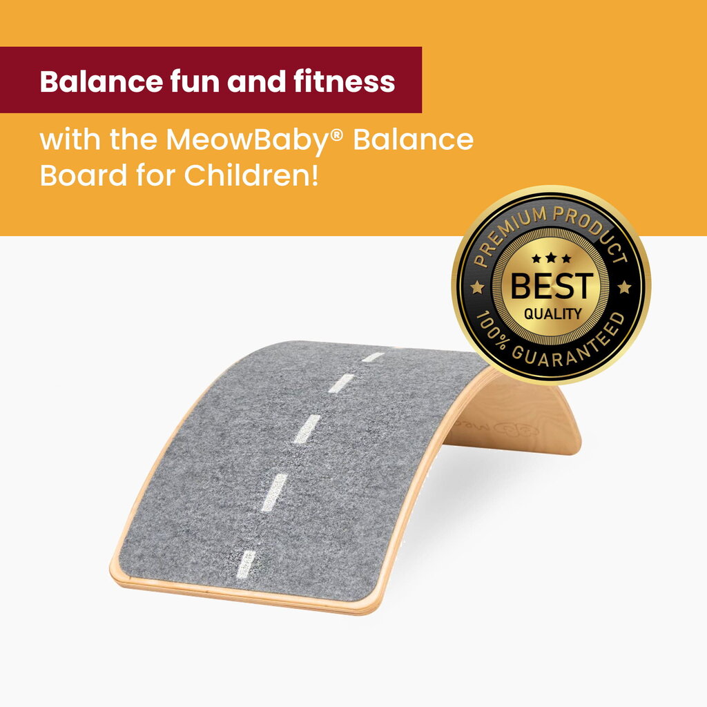 Montesori balanso lenta MeowBaby, 80x30cm, juoda/pilka kaina ir informacija | Lavinamieji žaislai | pigu.lt