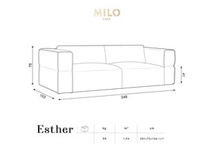 Sofa Milo Casa Esther, 248x103x78 cm, violetinė kaina ir informacija | Sofos | pigu.lt