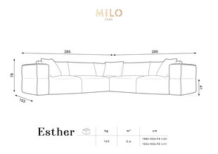 Диван Milo Casa Esther, 285x285x78 см, серый цена и информация | Диваны | pigu.lt