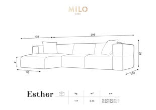 Sofa Milo Caso Esther, 305x174x78 cm, violetinė kaina ir informacija | Sofos | pigu.lt