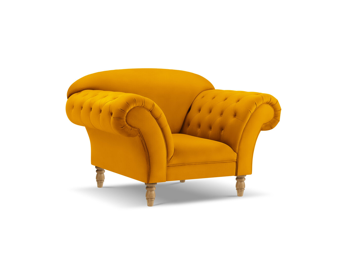 Fotelis Windsor & Co Juno, 132x96x91 cm, geltonas/aukso kaina ir informacija | Svetainės foteliai | pigu.lt