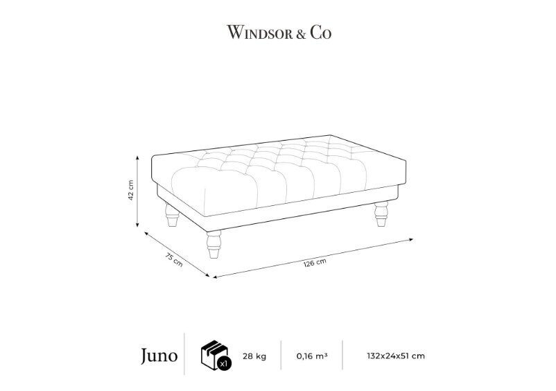 Pufas Windsor & Co Juno, 126x75x42 cm, žalias/aukso цена и информация | Sėdmaišiai ir pufai | pigu.lt