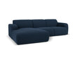 Keturvietė kairinė sofa Windsor & Co Lola, 250x170x72 cm, tamsiai mėlyna kaina ir informacija | Minkšti kampai | pigu.lt