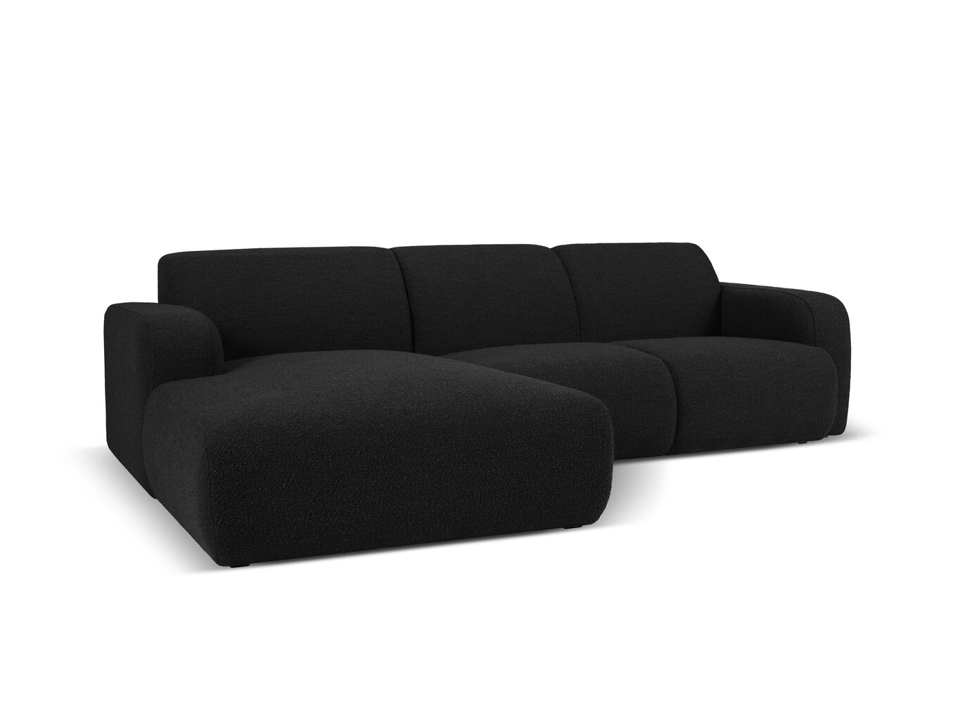 Keturvietė kairinė sofa Windsor & Co Lola, 250x170x72 cm, juoda kaina ir informacija | Minkšti kampai | pigu.lt