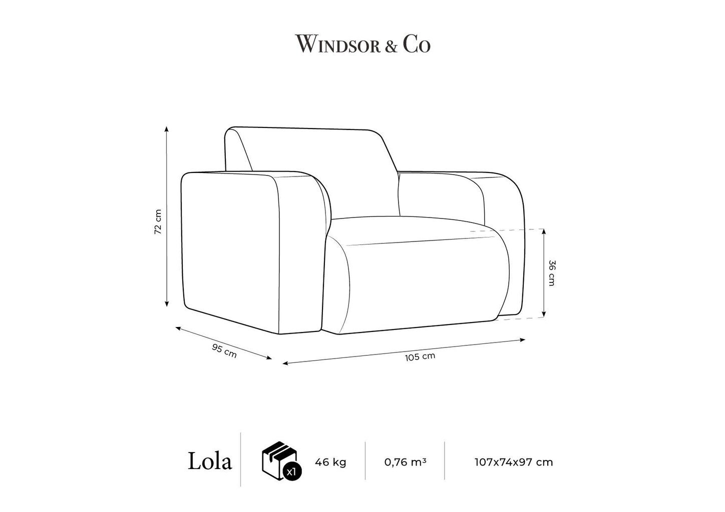 Fotelis Windsor & Co Lola, baltas цена и информация | Svetainės foteliai | pigu.lt