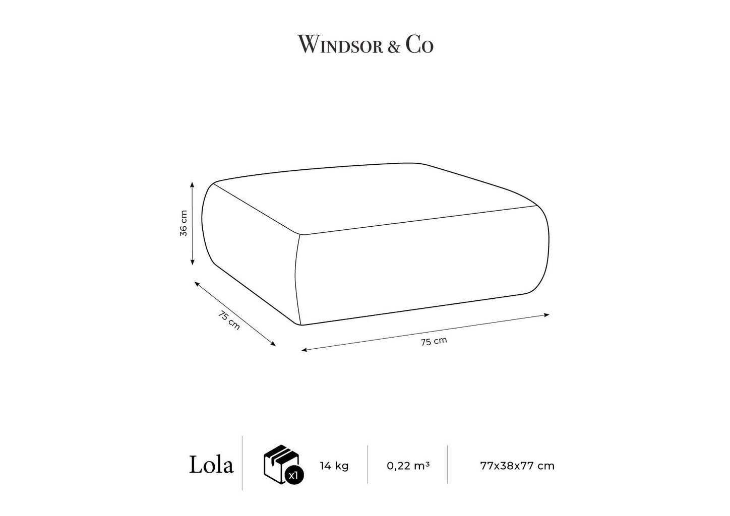 Pufas Windsor & Co Lola, baltas kaina ir informacija | Sėdmaišiai ir pufai | pigu.lt