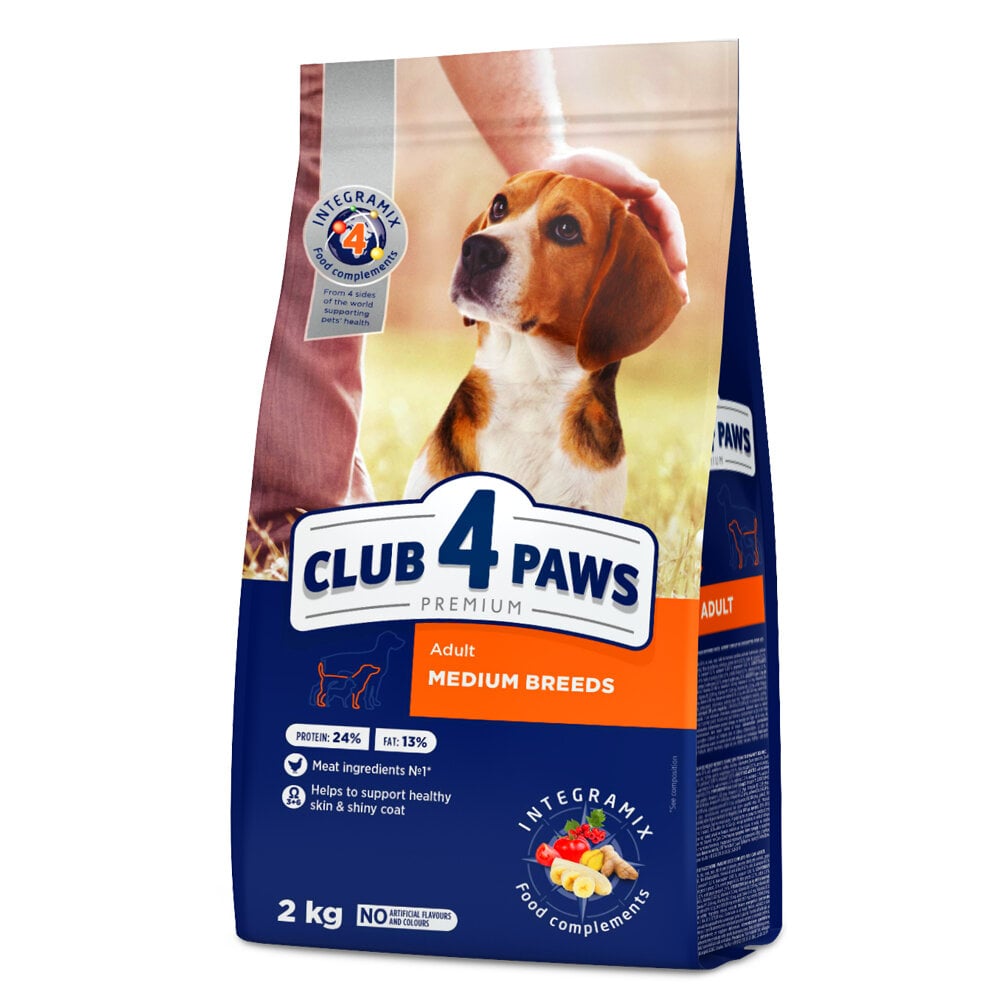 Club 4 Paws Premium suaugusiems vidutinių veislių šunims, 2 kg цена и информация | Sausas maistas šunims | pigu.lt