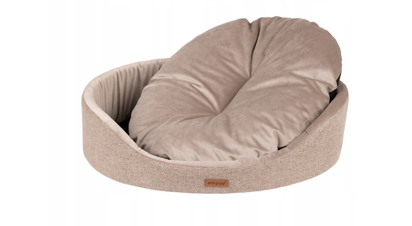 Ovalus guolis šunims Amiplay Siena, įvairių dydžių, smėlio spalvos kaina ir informacija | Guoliai, pagalvėlės | pigu.lt