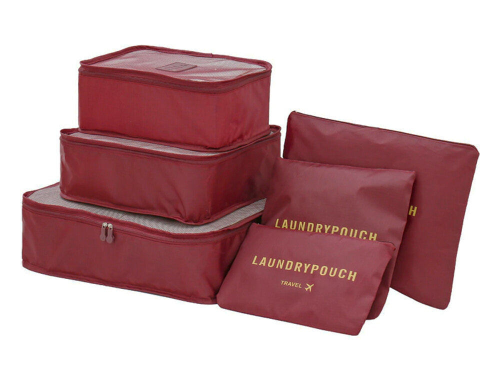 Lagamino daiktų organizatoriai Perf, raudoni, 6 vnt. цена и информация | Lagaminai, kelioniniai krepšiai | pigu.lt