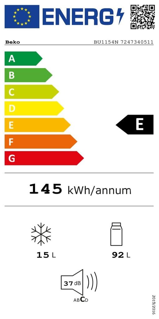 Beko BU1154N цена и информация | Šaldytuvai | pigu.lt