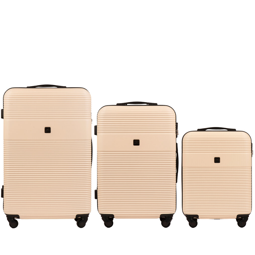 3 lagaminų komplektas Wings 5398, baltas kaina ir informacija | Lagaminai, kelioniniai krepšiai | pigu.lt