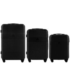 Набор из 3 чемоданов Wings 5398,  черный цена и информация | Чемоданы, дорожные сумки | pigu.lt