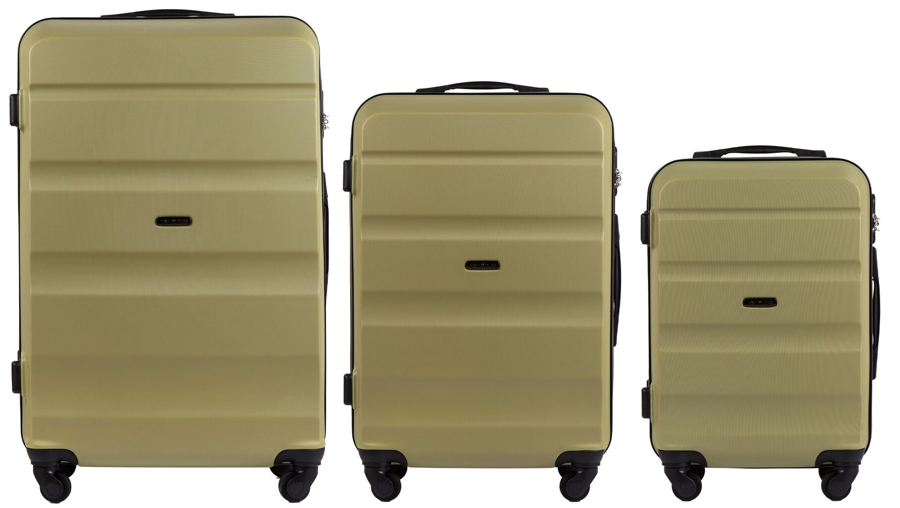 3 lagaminų komplektas Wings AT01, žalias kaina ir informacija | Lagaminai, kelioniniai krepšiai | pigu.lt