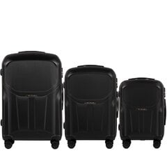 3 lagaminų komplektas Wings PDT01, juodas kaina ir informacija | Lagaminai, kelioniniai krepšiai | pigu.lt