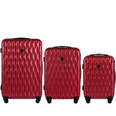 Набор из 3 чемоданов Wings TD190,  Красный цена и информация | Чемоданы, дорожные сумки | pigu.lt