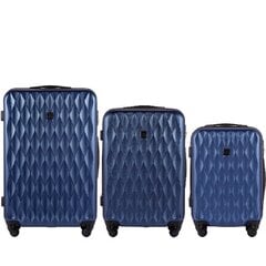 3 lagaminų komplektas Wings TD190, mėlynas kaina ir informacija | Lagaminai, kelioniniai krepšiai | pigu.lt