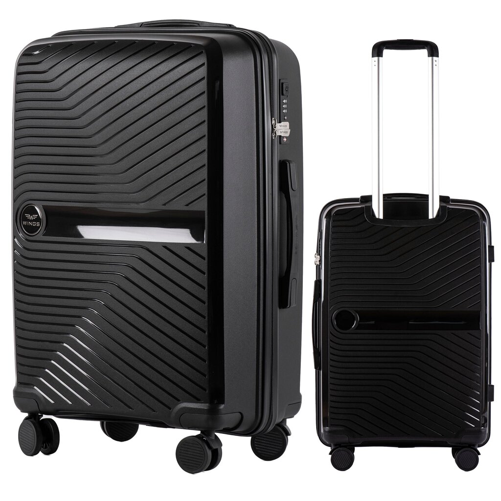 Vidutinis lagaminas Wings DQ181, 65cm juodas kaina ir informacija | Lagaminai, kelioniniai krepšiai | pigu.lt