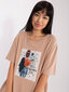 Marškinėliai moterims Lakerta, smėlio spalvos kaina ir informacija | Marškinėliai moterims | pigu.lt