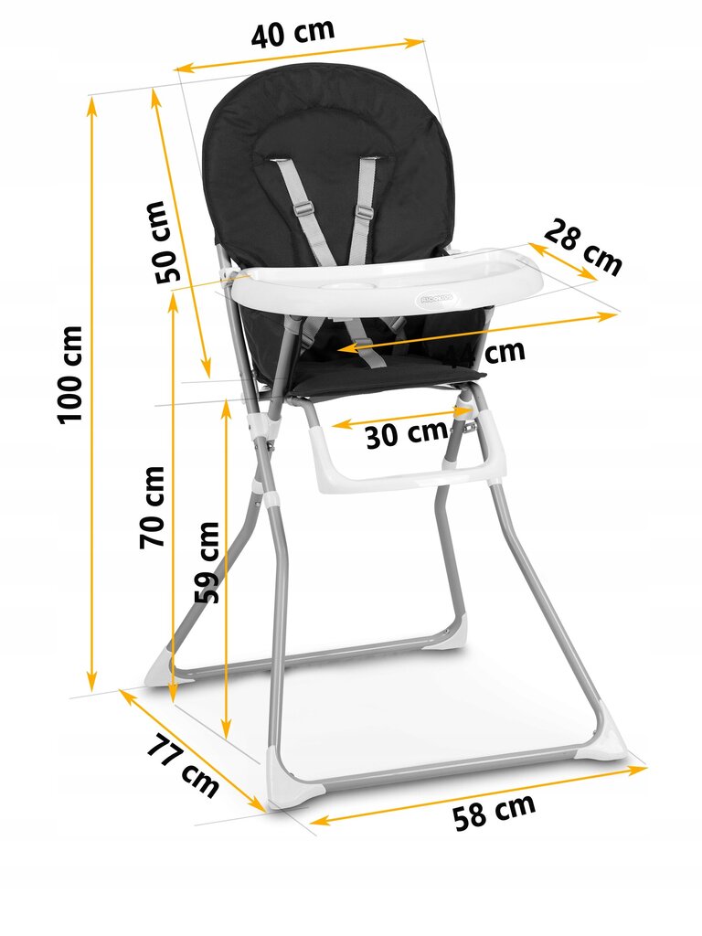 Maitinimo kėdė Ricokids Fando, gray/black kaina ir informacija | Maitinimo kėdutės | pigu.lt