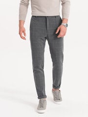мужские брюки на эластичном поясе в ажурную клетку - серые v2 om-pacp-0120 цена и информация | Мужские брюки FINIS | pigu.lt