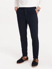 Мужские брюки на эластичном поясе в ажурную клетку - темно-синие V1 OM-PACP-0120 123198-7 цена и информация | Мужские брюки | pigu.lt