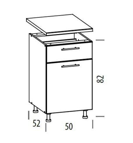 Pastatoma spintelė Liveo Tiffany T18/D50S1, 50 cm, balta цена и информация | Virtuvinės spintelės | pigu.lt