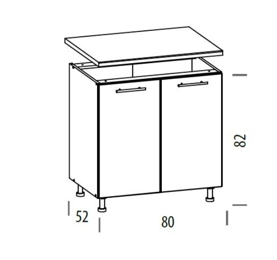 Pastatoma spintelė Liveo Tiffany T22/D80, 80 cm, pilka kaina ir informacija | Virtuvinės spintelės | pigu.lt