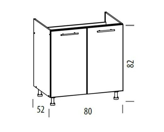 Pastatoma spintelė kriauklei Liveo Tiffany T24/D80Z, 80 cm, pilka kaina ir informacija | Virtuvinės spintelės | pigu.lt