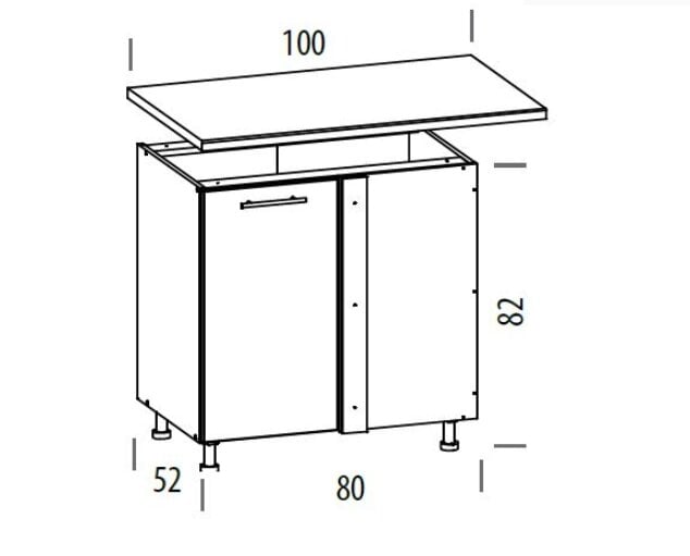 Pastatoma kampinė spintelė Liveo Tiffany T25/DNLP, 80-100 cm, pilka kaina ir informacija | Virtuvinės spintelės | pigu.lt