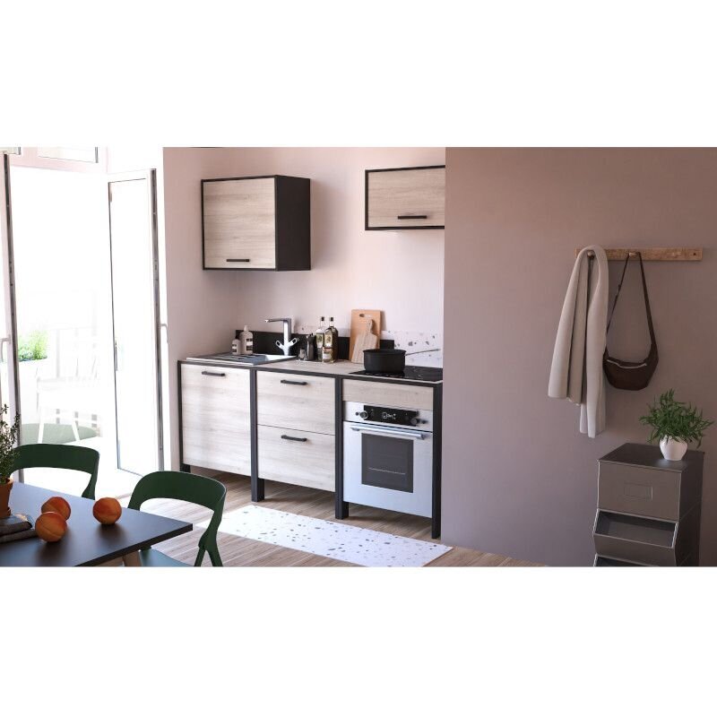 Virtuvinė spintelė Aatrium Chili, 44x60x100 cm, ruda/juoda kaina ir informacija | Virtuvinės spintelės | pigu.lt