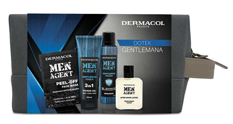 Rinkinys kūno priežiūrai Dermacol Men Agent Gentleman vyrams: dušo žėlė, 250 ml + dezodorantas, 150 ml + losjonas po skutimosi, 100 ml + veido kaukė, 2x7.5 ml + kosmetinė kaina ir informacija | Dušo želė, aliejai | pigu.lt