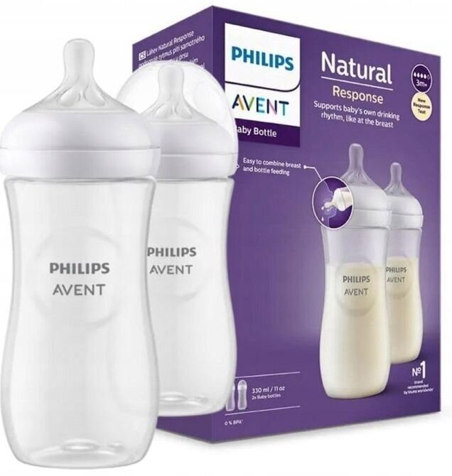 Buteliukų rinkinys Philips Avent Natural Response SCY906/02, 3+ mėn, 330 ml kaina ir informacija | Buteliukai kūdikiams ir jų priedai | pigu.lt