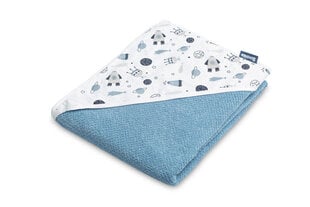 Kūdikio rankšluostis su gobtuvu Sensillo, 100x100 cm, mėlynas kaina ir informacija | Maudynių priemonės | pigu.lt