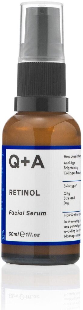 Veido serumas su retinoliu Q+A Retinol 0.2% Facial Serum moterims, 30 ml цена и информация | Veido aliejai, serumai | pigu.lt