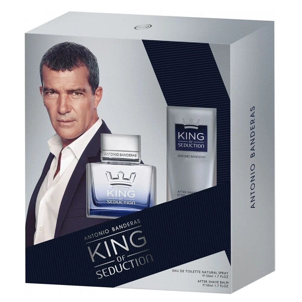 Dovanų rinkinys vyrams Antonio BanderasS King Of Seduction: tualetinis vanduo EDT, 50 ml + balzamas po skutimosi, 50 ml цена и информация | Kvepalai vyrams | pigu.lt