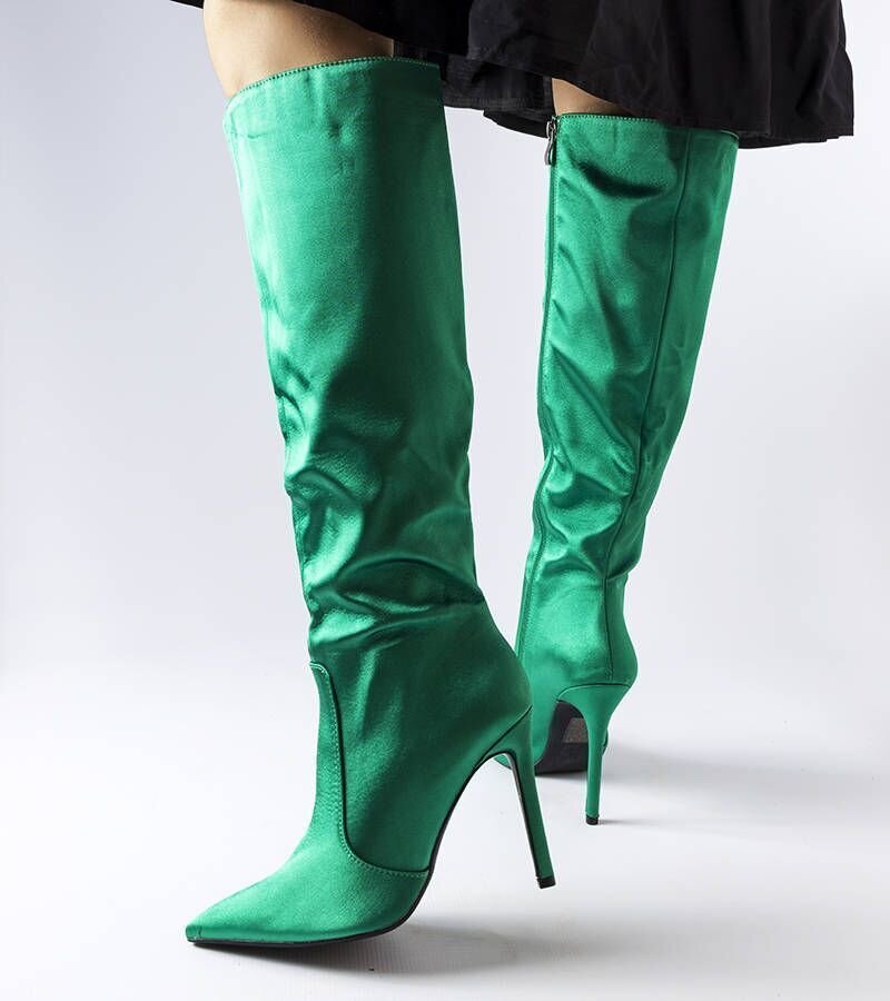 Ilgaauliai batai moterims Inna GRM24715.2681, žali kaina ir informacija | Aulinukai, ilgaauliai batai moterims | pigu.lt