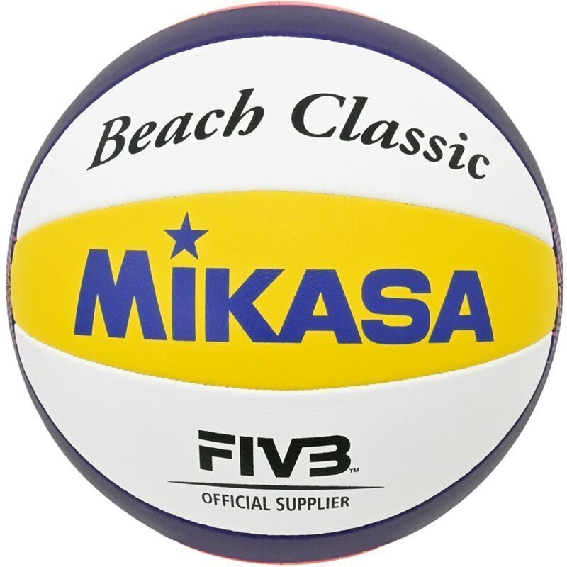 Paplūdimio tinklinio kamuolys Mikasa Beach Classic, 5 dydis, baltas/mėlynas kaina ir informacija | Tinklinio kamuoliai | pigu.lt