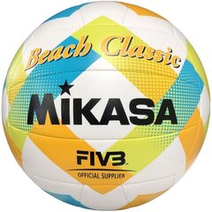 Paplūdimio tinklinio kamuolys Mikasa Beach Classic, 5 dydis, baltas/geltonas цена и информация | Волейбольные мячи | pigu.lt