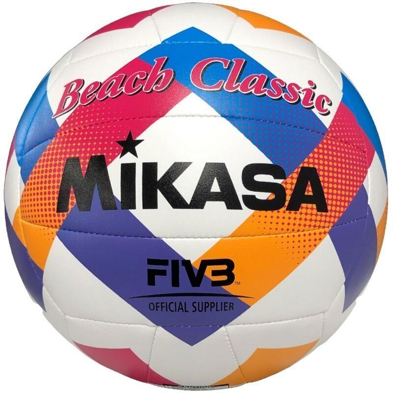 Paplūdimio tinklinio kamuolys Mikasa Beach Classic, 5 dydis, baltas/mėlynas цена и информация | Tinklinio kamuoliai | pigu.lt