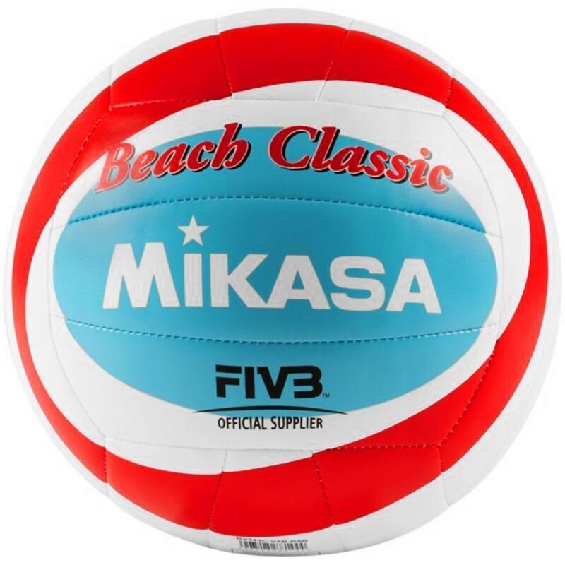 Paplūdimio tinklinio kamuolys Mikasa Beach Classic, 5 dydis, mėlynas/raudonas kaina ir informacija | Tinklinio kamuoliai | pigu.lt