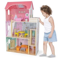 Medinis lėlių namas su priedais Viga, rožinis kaina ir informacija | Žaislai mergaitėms | pigu.lt