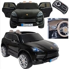 Dvivietis vaikiškas akumuliatorinis automobilis Porsche Cayenne S, juodas kaina ir informacija | Elektromobiliai vaikams | pigu.lt