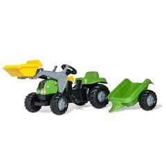 Pedalinis traktorius Rolly Toys su kaušu ir priekaba, žalias kaina ir informacija | Žaislai berniukams | pigu.lt