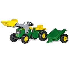 Pedalinis traktorius Rolly Toys Kid John Deere su kaušu ir priekaba kaina ir informacija | Žaislai berniukams | pigu.lt