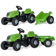 Pedalinis traktorius Rolly Toys su priekaba, žalias kaina ir informacija | Žaislai berniukams | pigu.lt