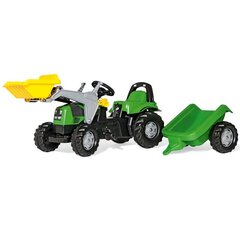 Pedalinis vaikiškas traktorius Rolly Toys su priekaba ir kaušu, žalias kaina ir informacija | Žaislai berniukams | pigu.lt