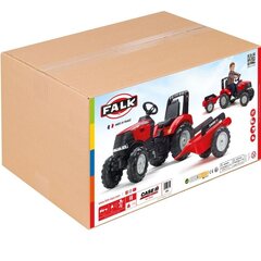 Pedalinis traktorius Falk su priekaba Case, raudonas kaina ir informacija | Žaislai berniukams | pigu.lt