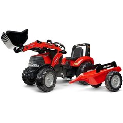 Pedalinis traktorius vaikams Falk su kaušu ir priekaba Case, raudonas kaina ir informacija | Žaislai berniukams | pigu.lt