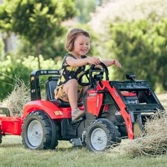 Pedalinis traktorius vaikams Falk su kaušu ir priekaba Case, raudonas kaina ir informacija | Žaislai berniukams | pigu.lt